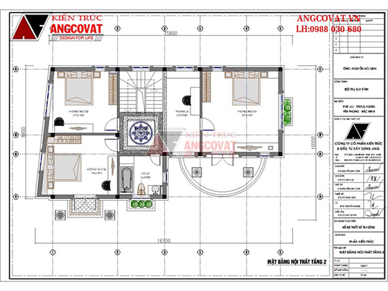 Mặt bằng tầng 2 mẫu nhà 2 tầng rưỡi 120m2 tân cổ điển đẹp
