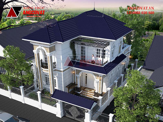 trang trí nóc nhà mái thái 2 tầng tân cổ điển