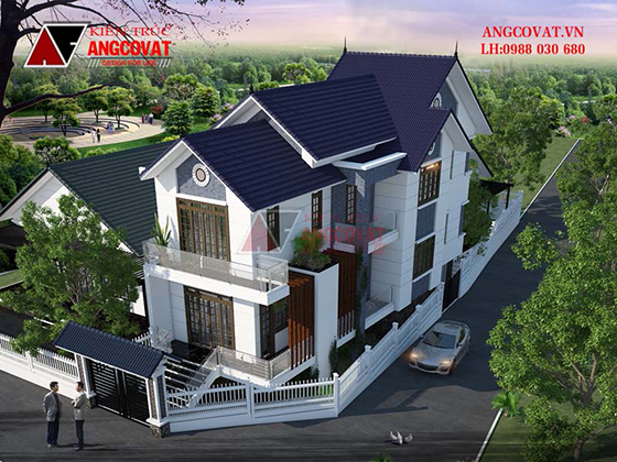 trang trí nóc nhà mái thái 2 tầng hiện đại