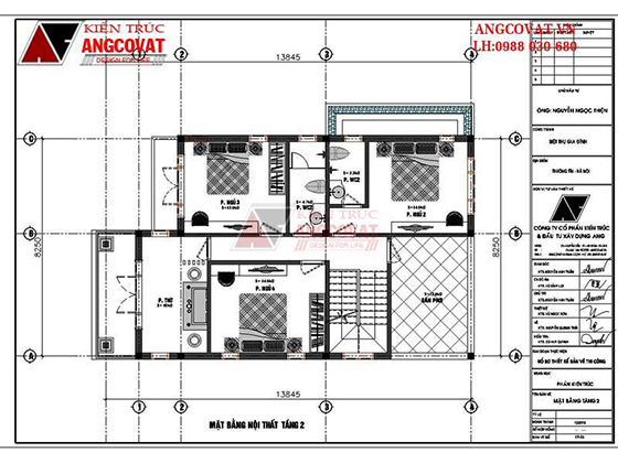 mặt bằng 2 nhà biệt thự mái lệch 2 tầng tại thường tín