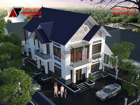 trang trí nóc nhà mái thái 2 tầng hoành tráng