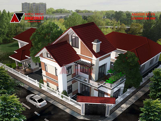 trang trí nóc nhà mái thái 2 tầng ấn tượng