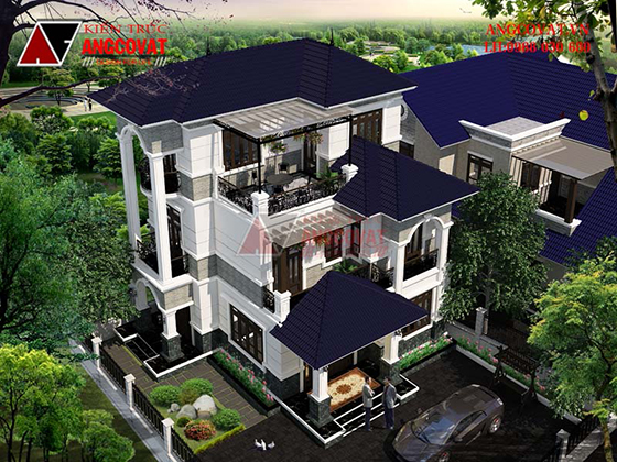 trang trí nóc nhà mái thái 3 tầng tân cổ điển