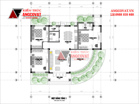 Mặt bằng nội thất thiết kế nhà cấp 4 130m2