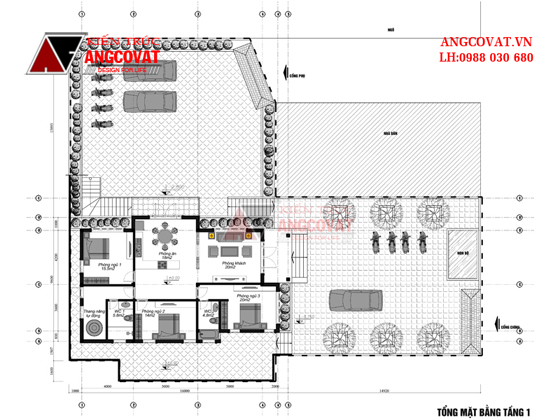 Bản vẽ chi tiết mặt bằng nhà cấp 4 có tầng hầm 