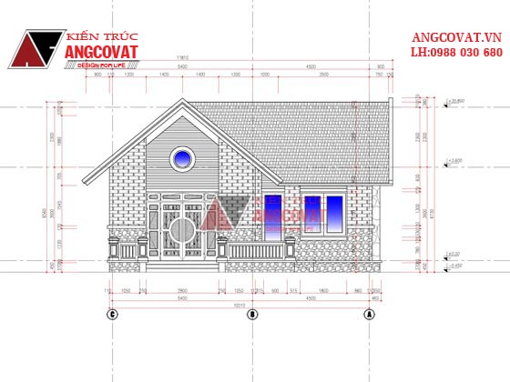 Mẫu thiết kế nhà cấp 4 hình chữ L mái ngói ở nông thôn BT12775