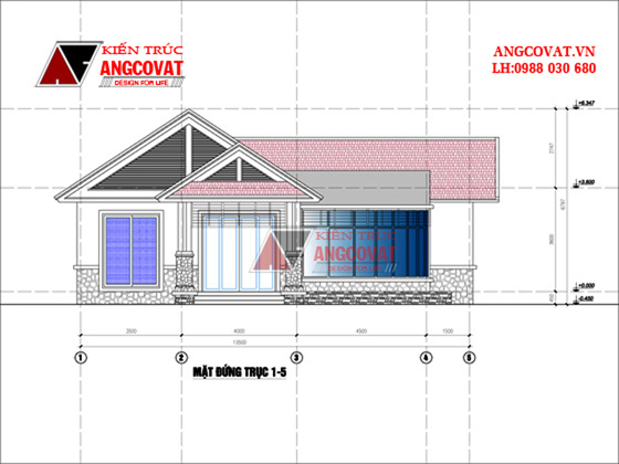 Mặt đứng thiết kế nhà cấp 4 130m2 1