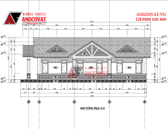 Mẫu thiết kế nhà 7x18m 1 tầng 3 phòng ngủ mái ngói đẹp tại Điện Biên