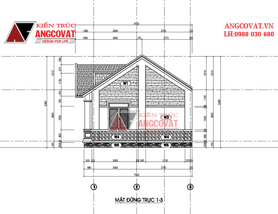 Mẫu thiết kế nhà 7x18m 1 tầng 3 phòng ngủ mái ngói đẹp tại Điện Biên