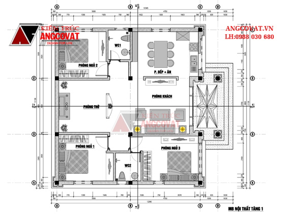 Bản vẽ nhà cấp 4 3 phòng ngủ 4