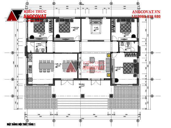 Bản vẽ thiết kế nhà cấp 4 đẹp 4 phòng ngủ mái thái hiện đại đẹp diện tích 160m2