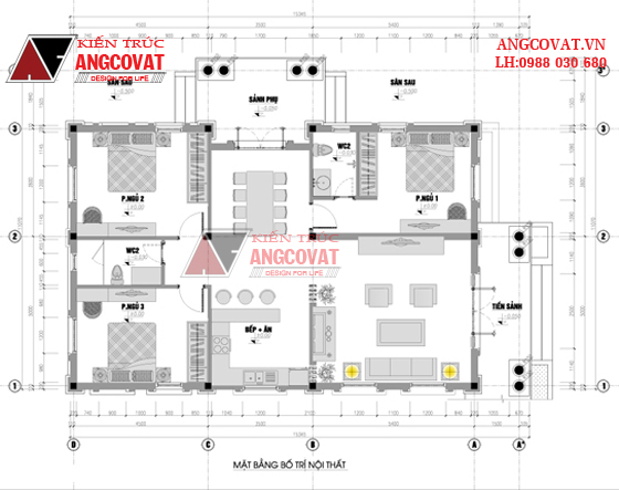 Thiết kế nhà 1 tầng 100m2 mặt tiền 8m phong cách cổ điển ở Thanh Hóa