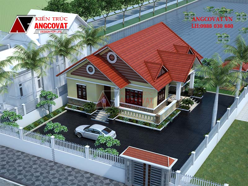 Những phối cảnh đẹp của thiết kế nhà 1 tầng 3 phòng ngủ - Mẫu số 2