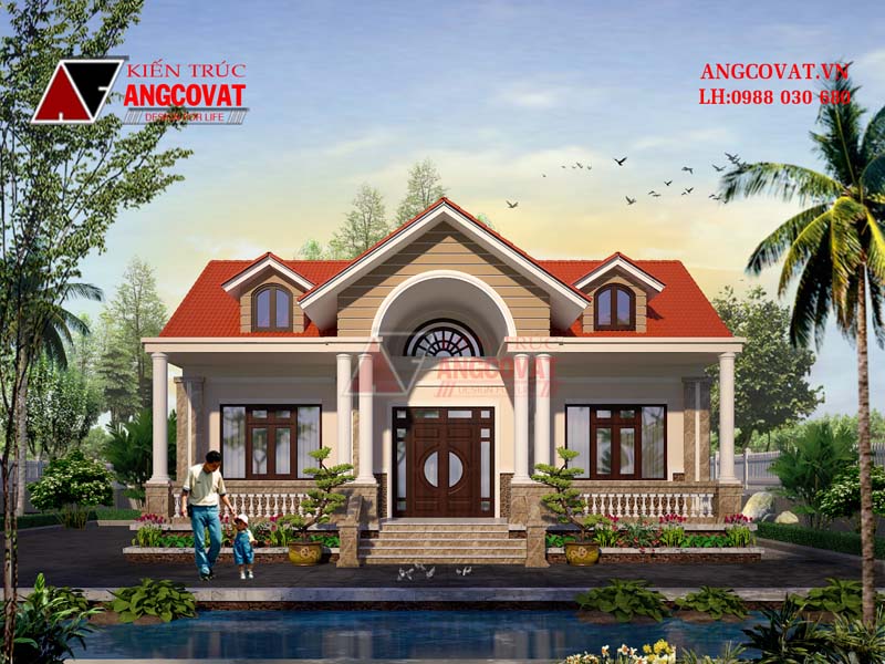 Những phối cảnh đẹp của thiết kế nhà 1 tầng 3 phòng ngủ - Mẫu số 3