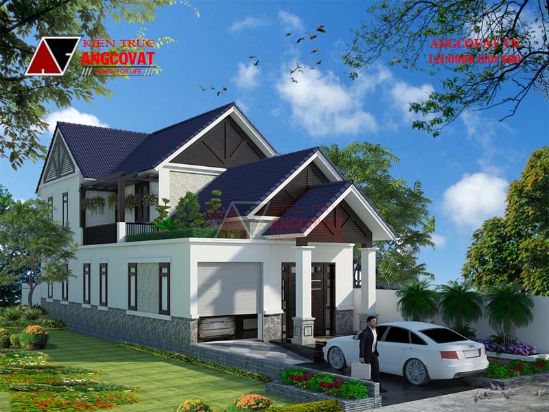 Thiết kế nhà 1 tầng có gác lửng đẹp - mẫu số 2