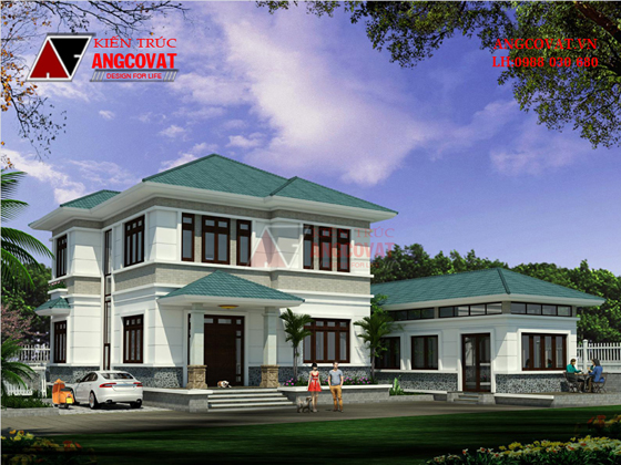 Mẫu thiết kế biệt thự 2 tầng mặt tiền 10m đẹp 