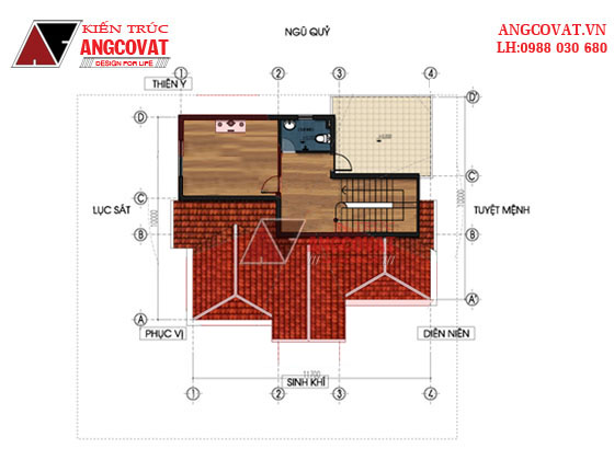 Mặt bằng mái thiết kế biệt thự 200m2