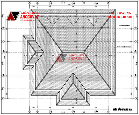 Mặt bằng tầng mái - Mau thiet ke nha vuon 300m2 2 tầng phong cách tân cổ điển đẹp