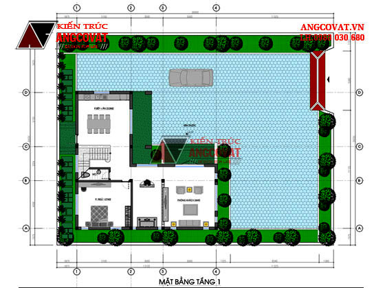 Thiết kế mau biet thu 9x15m 2 tầng 3 phòng ngủ mái thái hình chữ L diện tích 100m2 BT211255