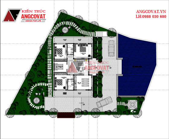 Mẫu thiết kế nhà 1 tầng 3 phòng ngủ 120m2 mái thái ở Quảng Bình