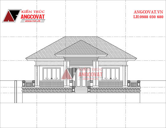 Mẫu thiết kế nhà 1 tầng 3 phòng ngủ 120m2 mái thái ở Quảng Bình