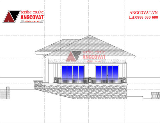 Mẫu thiết kế nhà 1 tầng 3 phòng ngủ 120m2 mái thái ở Quảng Bình