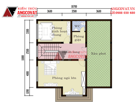 Thiết kế nhà 1 tầng có gác lửng mái thái 120m2 ở Hải Phòng