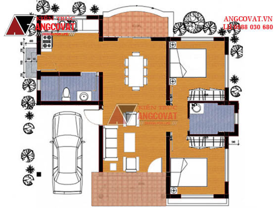 Mẫu thiết kế nhà 1 tầng 12x11m mái ngói kiểu Thái ở Hưng Yên