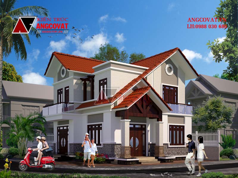 Mẫu thiết kế nhà 2 tầng diện tích 80m2 của ông Điệp