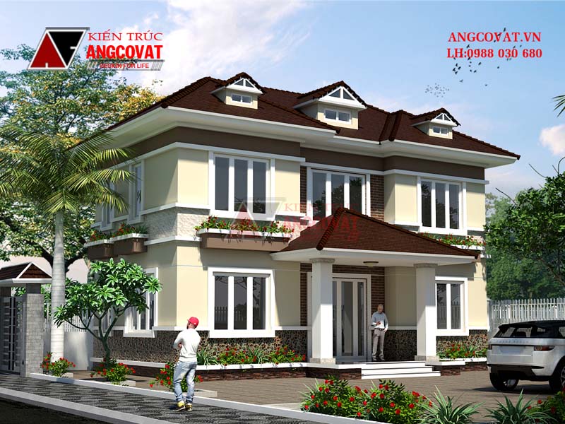 Bản thiết kế nhà 2 tầng 80m2 đẹp 3 phòng ngủ