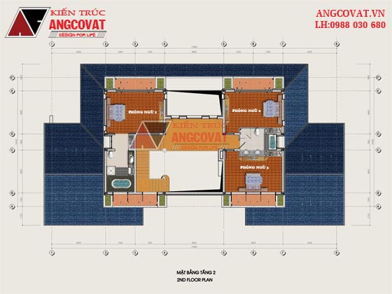 Mẫu biệt thự 2 tầng mái ngói 20x16 5 phòng ngủ ở Hòa Bình