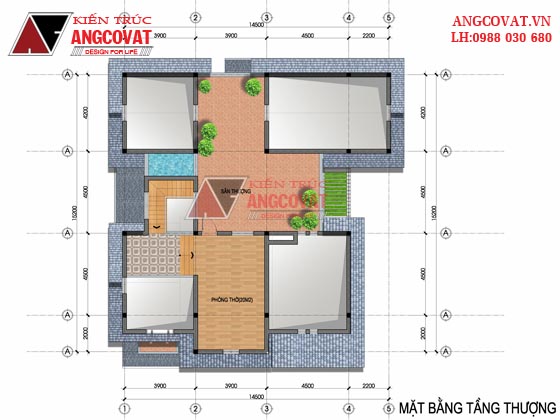 Bản vẽ biệt thự 10x12m 2 tầng 3 phòng ngủ mái thái đẹp BT48415