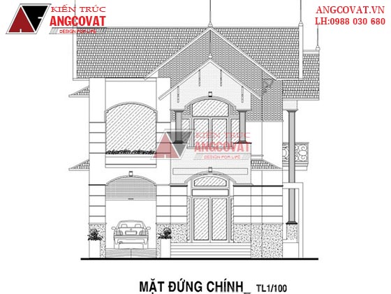 Mẫu thiết kế nhà 180m2 2 tầng 3 phòng ngủ mái thái hiện đại BT150320 