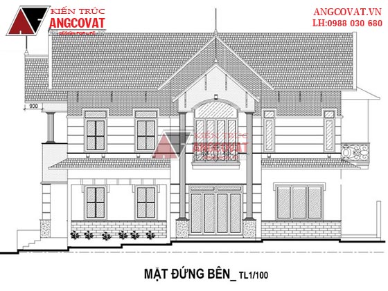 Mẫu thiết kế nhà 180m2 2 tầng 3 phòng ngủ mái thái hiện đại BT150320 