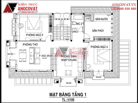 Mẫu thiết kế nhà 180m2 2 tầng 3 phòng ngủ mái thái hiện đại BT150320 