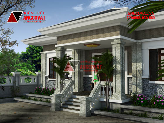 Thiết kế nhà cấp 4 diện tích 140m2 mái thái 3 phòng ngủ đẹp sang trọng tại Thanh Hóa BT23125