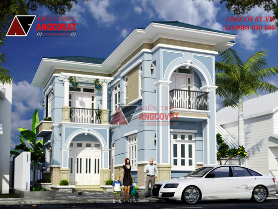 Thiết kế nhà đẹp giá 800 triệu 2 tầng tân cổ điển