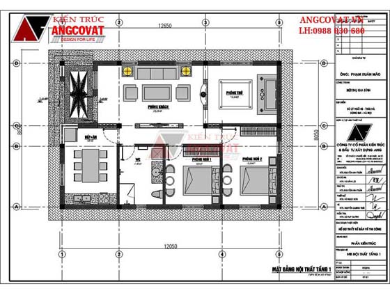 Xây nhà đẹp 600 triệu 1 tầng kiểu mái lệch bắt mắt - Mặt bằng